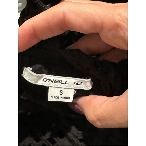 O’Neill Black Cotton Bodhi Eyelet Lace Boho Mini Dress Size Small - Picture 3 of 13